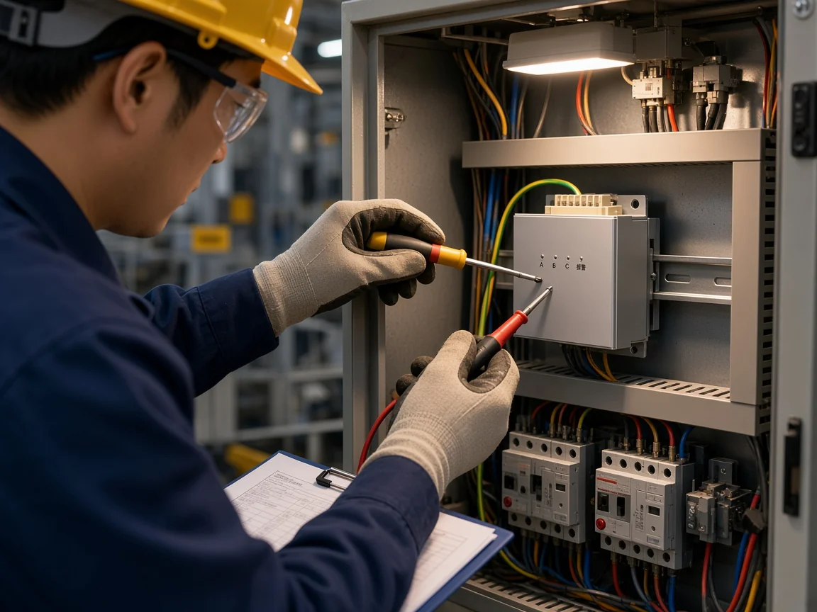 Commissioning checks at an MCC before enabling active harmonic filter compensation