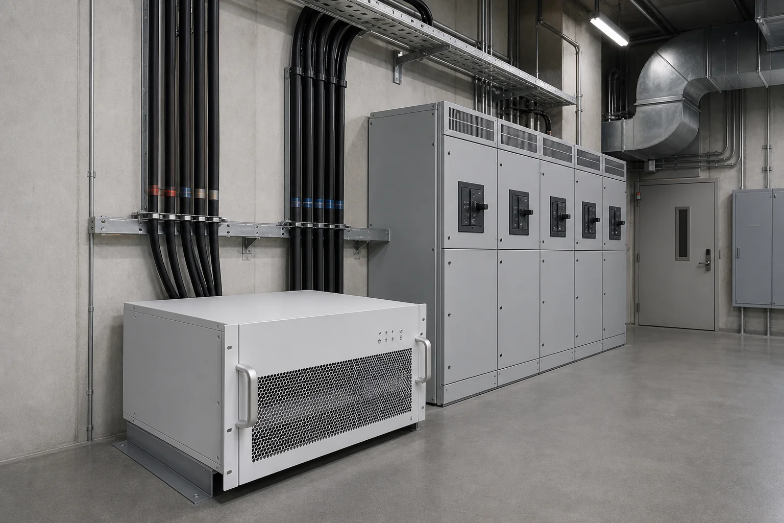 Building switchroom context for three-phase imbalance and power quality loads