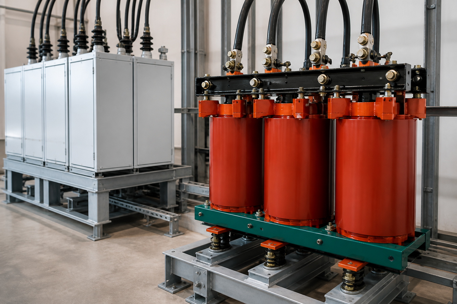 High-voltage iron-core series reactor used near capacitor-bank feeders for inrush limiting