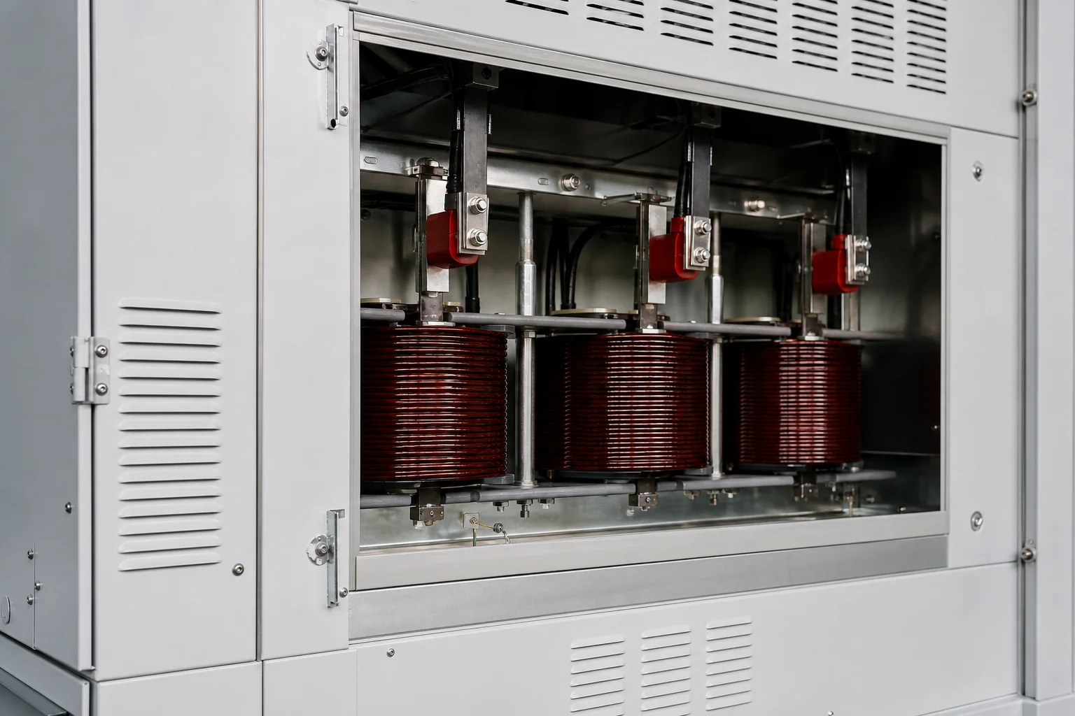 Medium voltage capacitor bank with series reactor detail