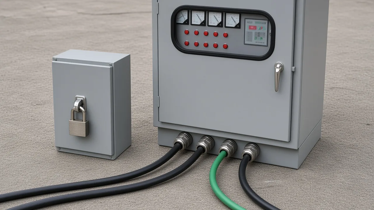 Isolated feeder cables and ground at an outdoor compensation box