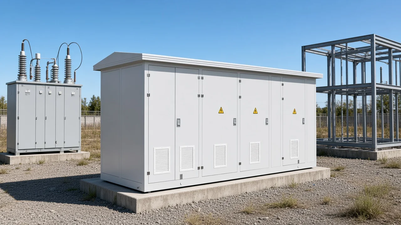 Metal-enclosed outdoor capacitor bank box with protection compartments in a yard setting