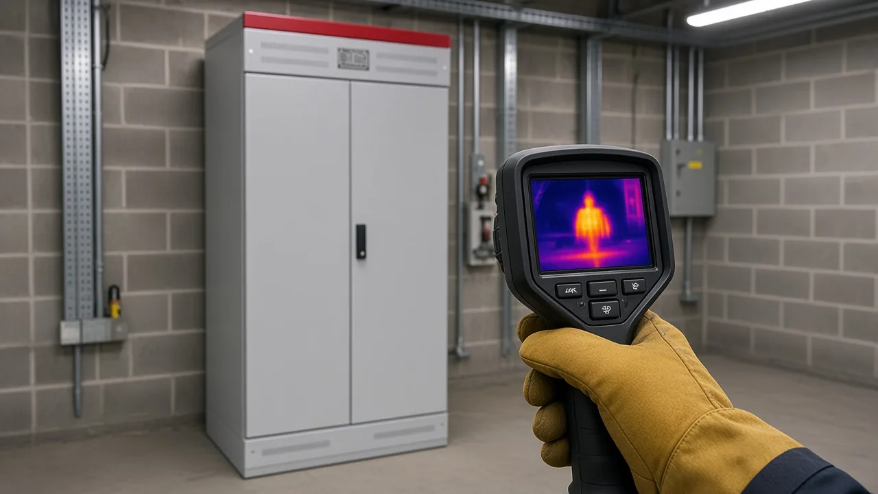 Thermal check of a capacitor bank connection while the bank is loaded