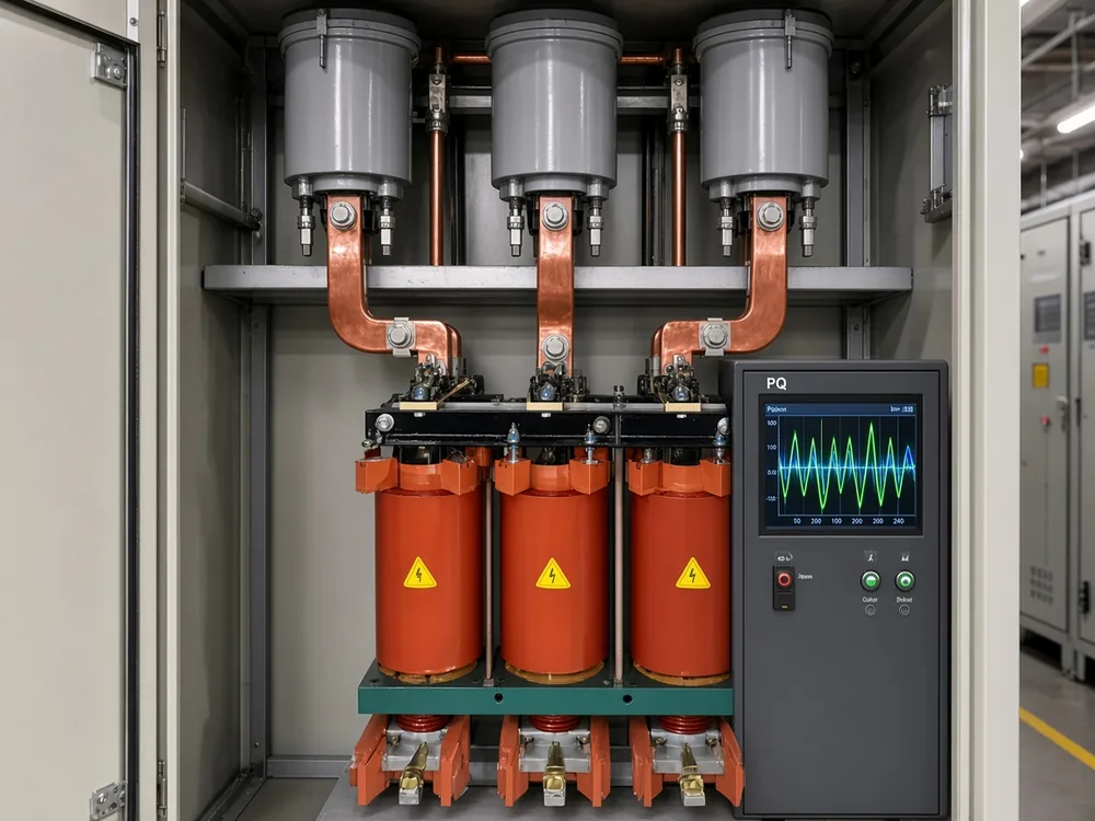 Plant power-quality meter near switchgear used to recognise capacitor energizing events