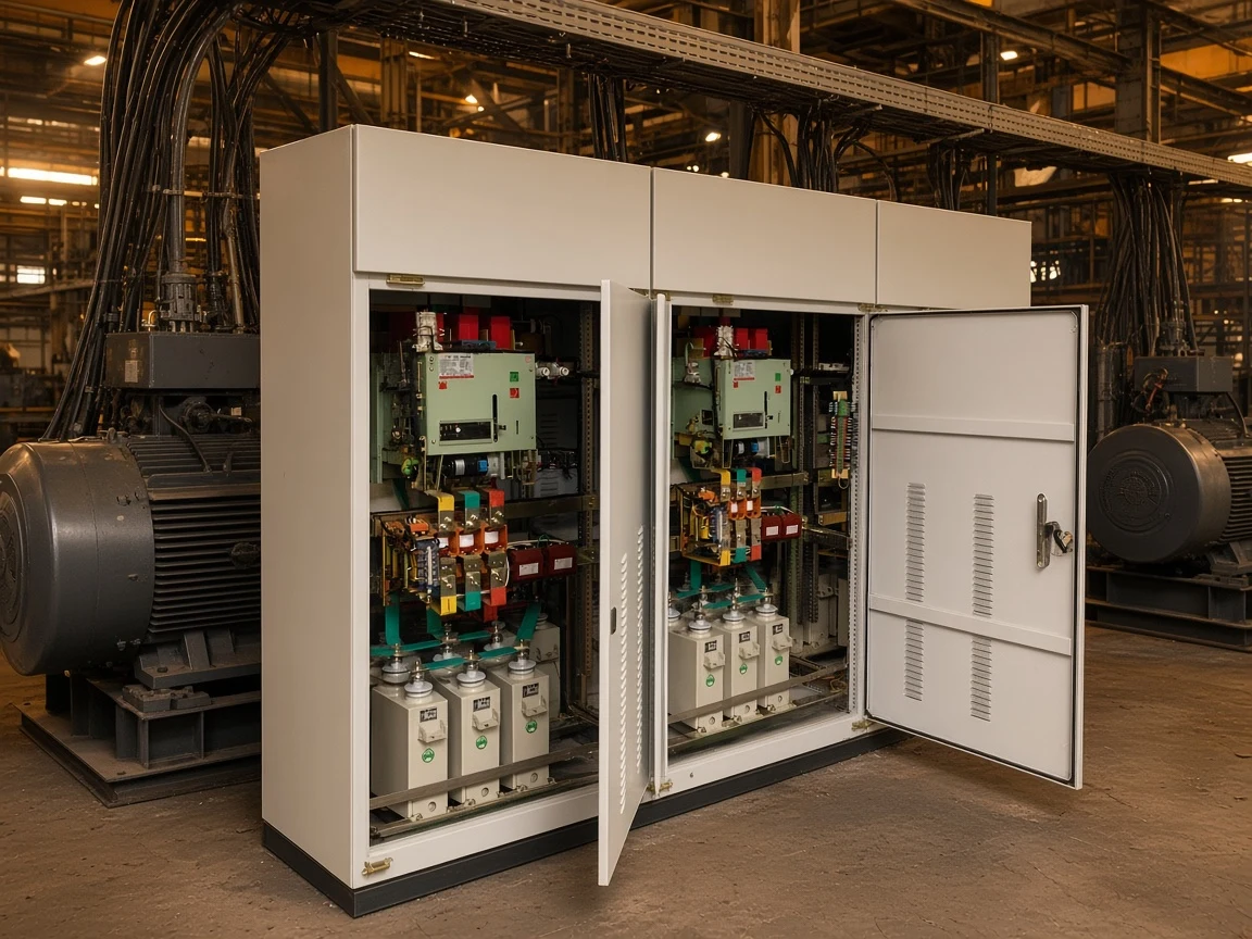 Filter compensation cabinet used beside induction motors for plant power factor correction