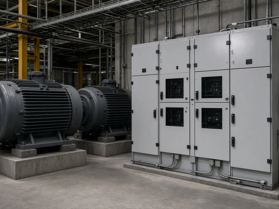 Shunt capacitor bank cabinets supplying leading reactive power near plant loads