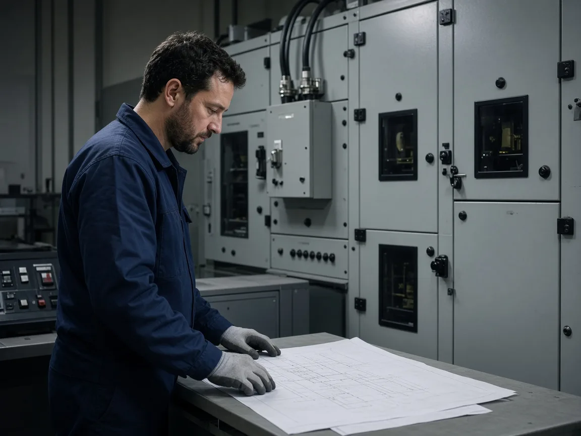 Engineer reviewing MV bus voltage and design inputs for a capacitor bank project