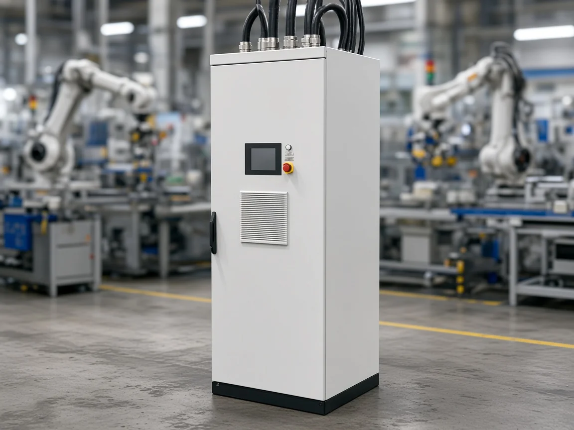 Voltage sag mitigation cabinet protecting automated manufacturing loads in a plant