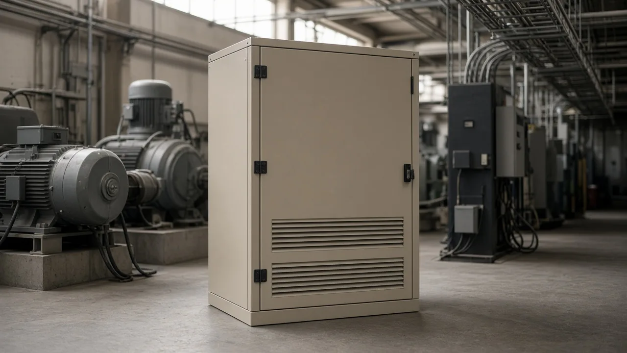 Low-voltage end-point compensation cabinet beside plant motors