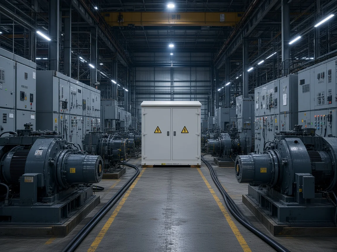 Industrial aisle with drives and a converter cabinet for continuous reactive dynamics