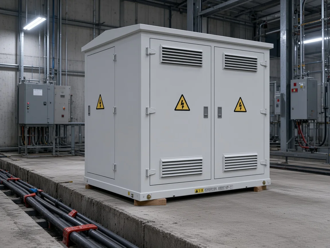 Medium-voltage indoor bay with a tall converter cabinet for continuous reactive compensation