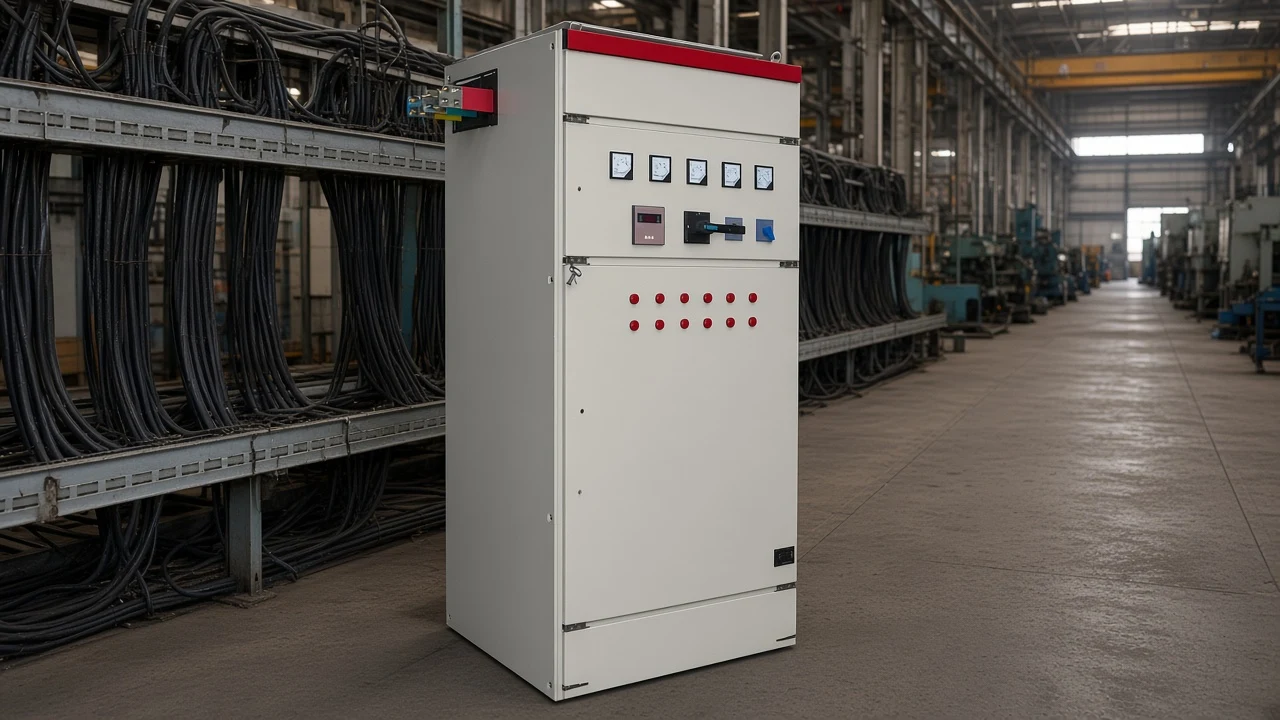 Static reactive compensation cabinet in factory electrical corridor
