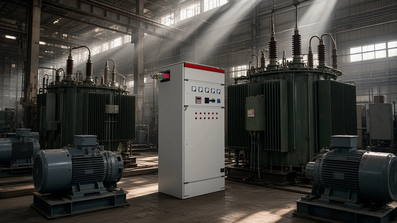 Motor and transformer plant context for lagging power factor with LV compensation cabinet