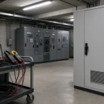 Plant switchroom with a power quality monitor and low-voltage filter cabinet