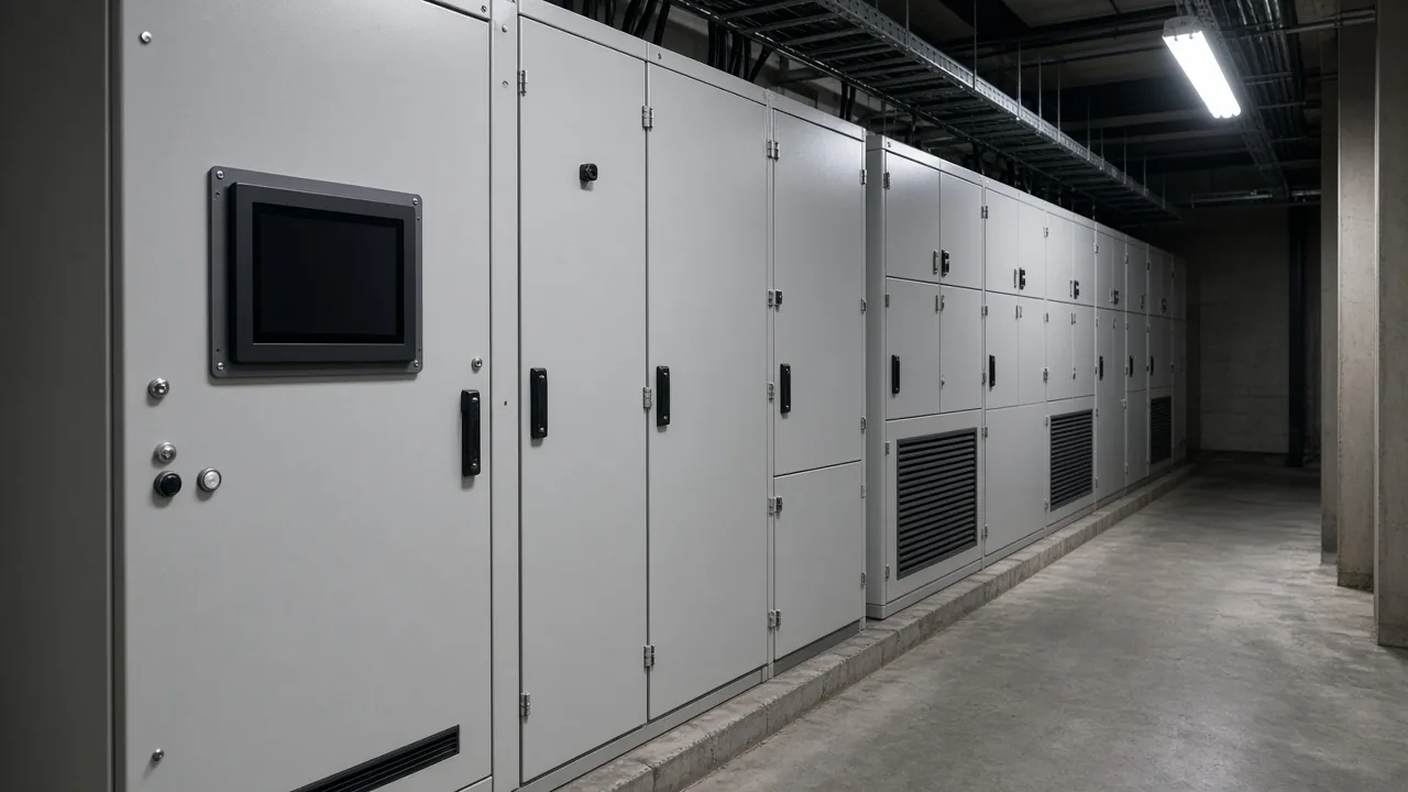 Incoming switchgear aisle with a fixed power quality monitor on the main section