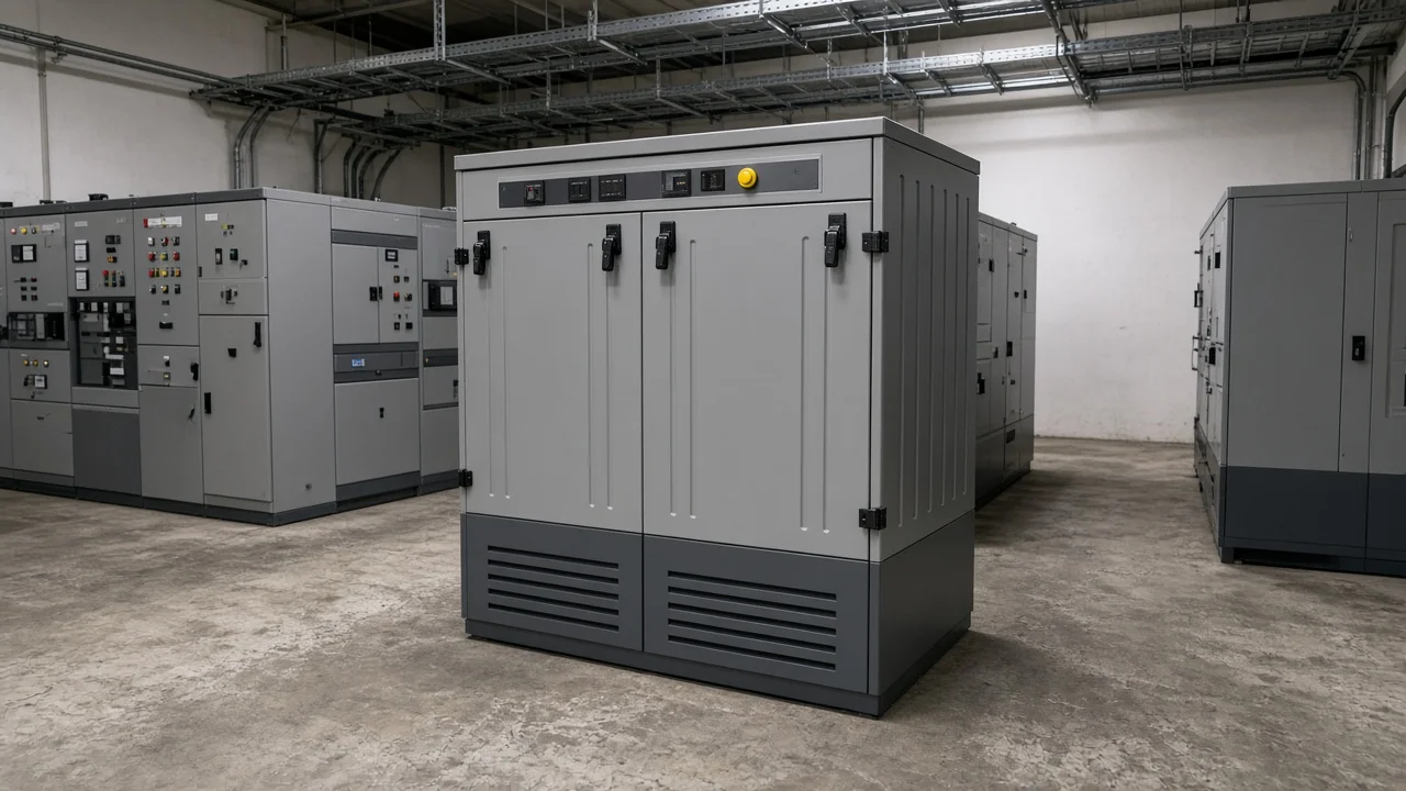 HYTBB medium and high voltage reactive power compensation cabinet grounded on a plant electrical-room floor
