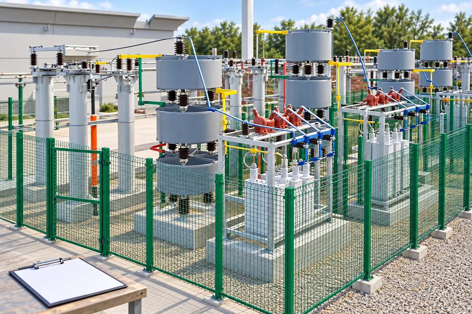 Illustrative planning view of a CHYN-reference outdoor shunt capacitor installation