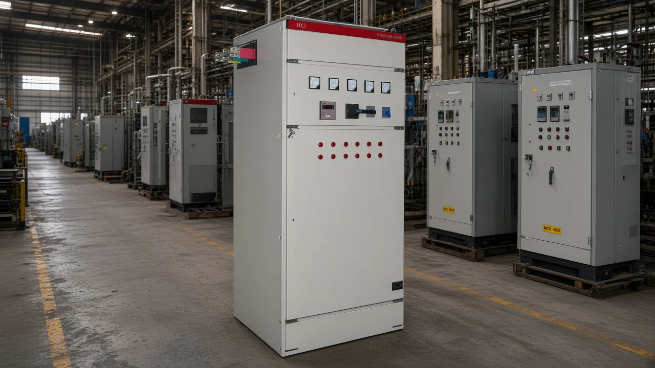 Industrial MCC and capacitor bank cabinet context for lagging versus over-corrected leading power factor