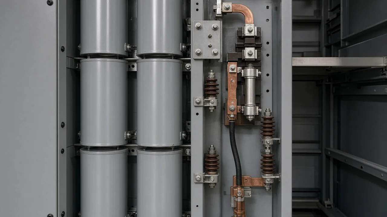 Unit-terminal fuse path contrasted with an element fuse inside the sealed can