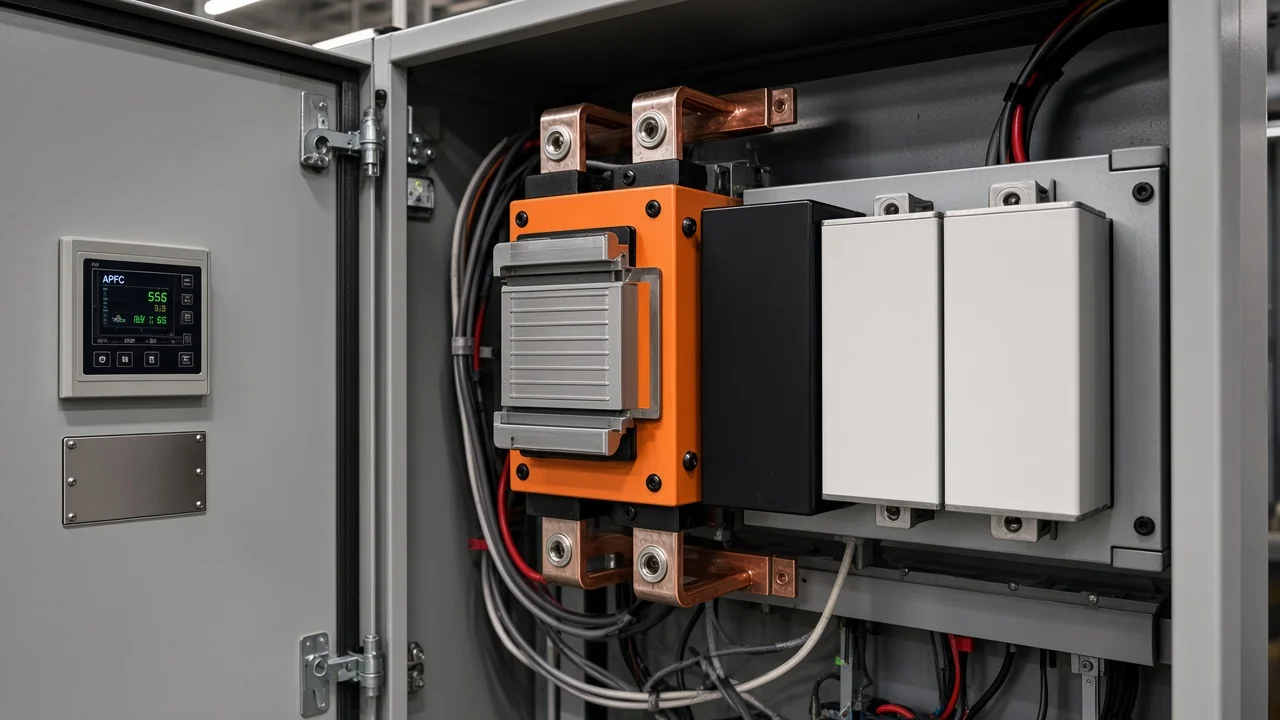 Current transformer on an LV incomer with a door-mount power factor controller