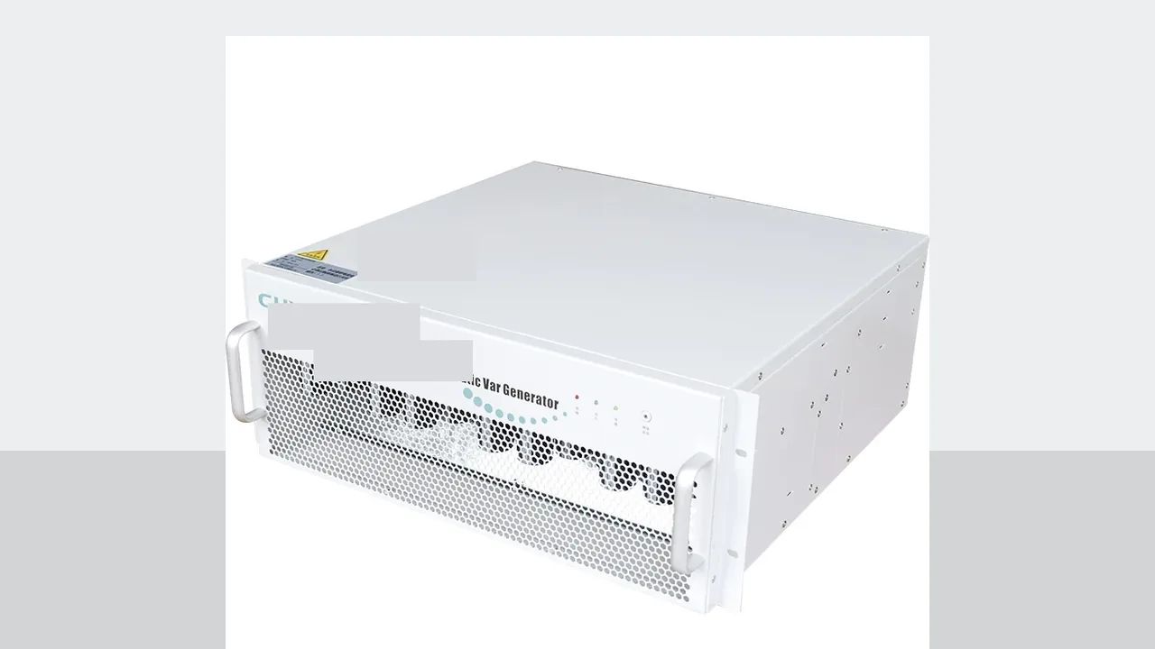 Low-voltage static var generator cabinet with the nameplate characters covered