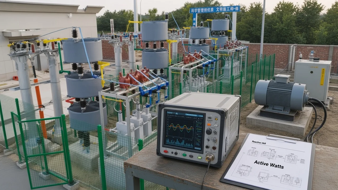 Power analyzer near inductive feeder and outdoor high-voltage capacitor frame
