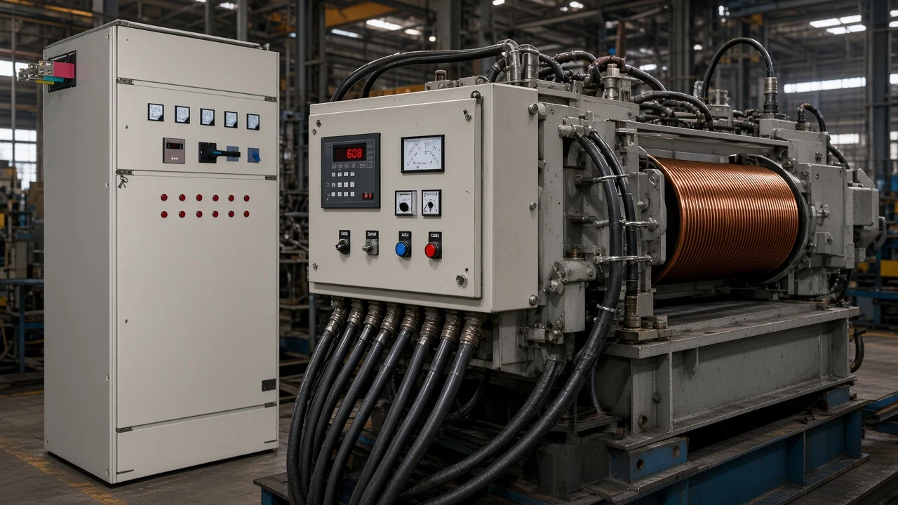 Industrial motor feeder context for lagging power factor in an AC circuit